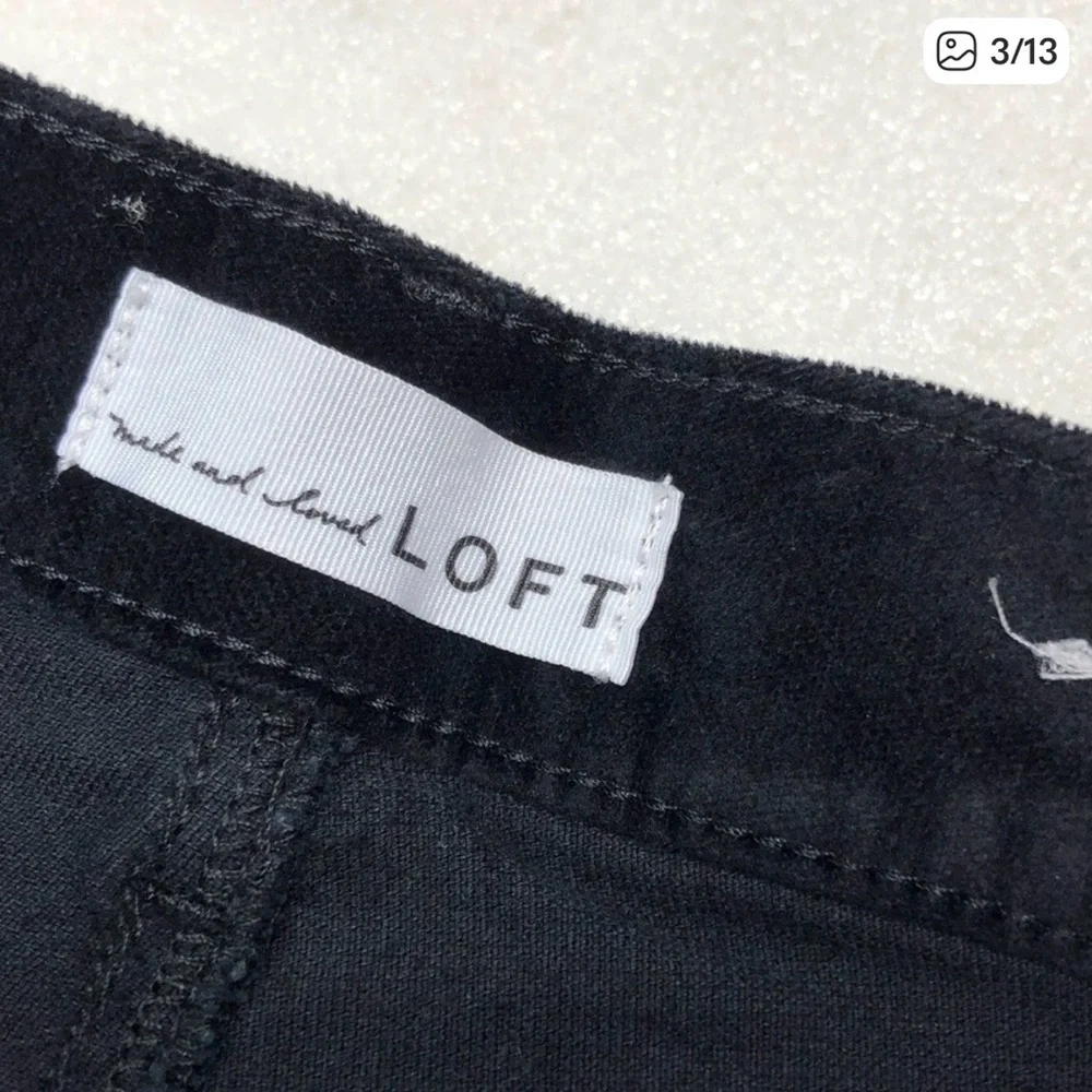 LOFT Black Velvet Slim Fit Pants - Picture 11 of 16